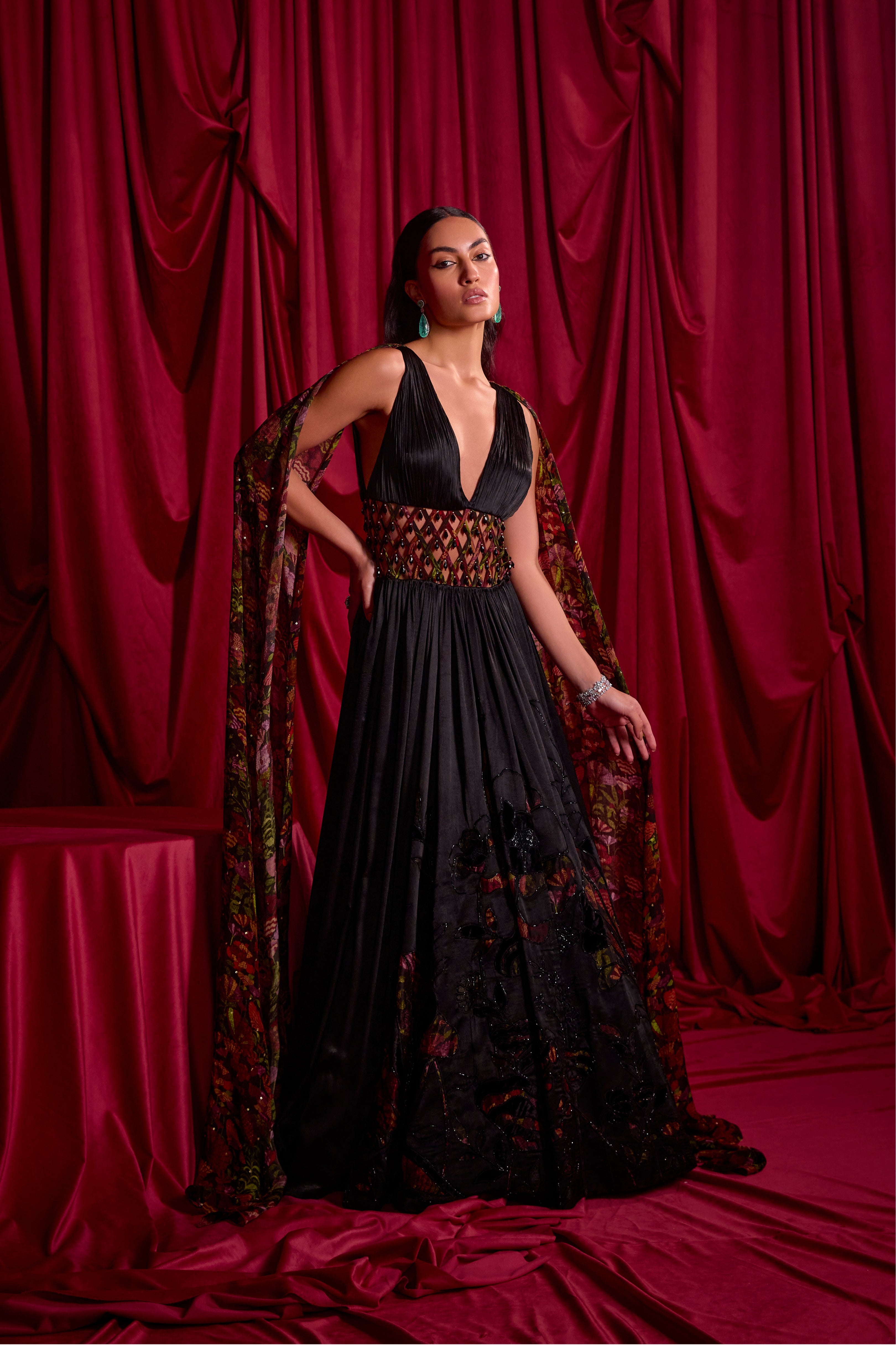 Marvelous Black Color Georgette With Printed Party Wear Gown